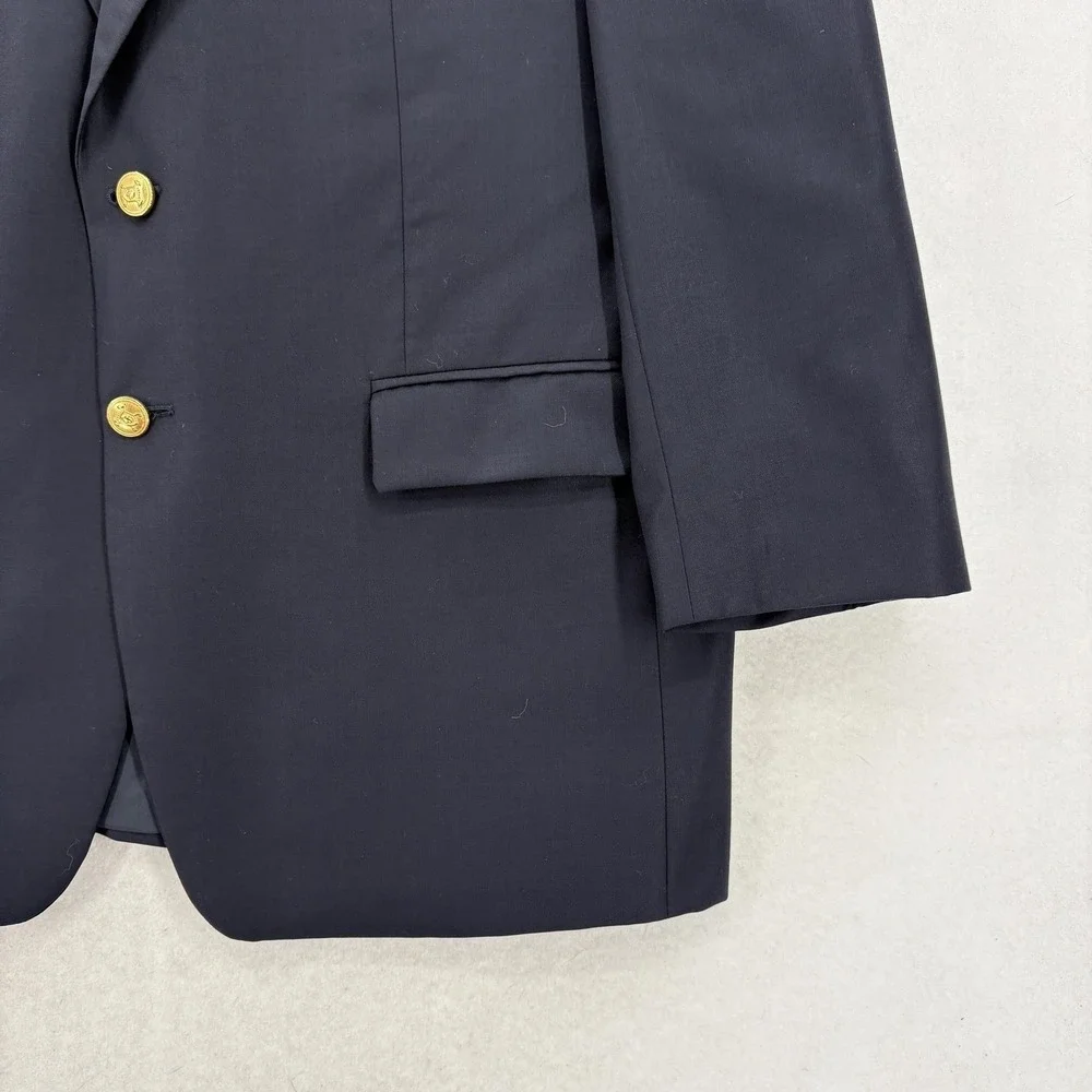 Lauren Ralph Lauren Blazer Mens 44R Blue Wool Gold Button Sport Coat Jacket